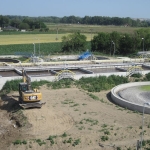 WWTP Sereď, Slovakia - overall view of the installation of composite footbridges